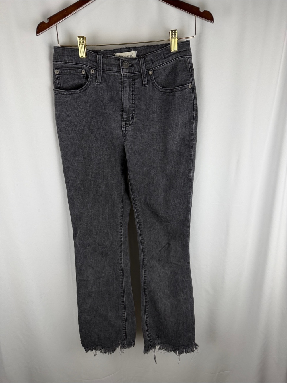 Madewell Black Cali Demi-cut Jeans with Frayed Hem